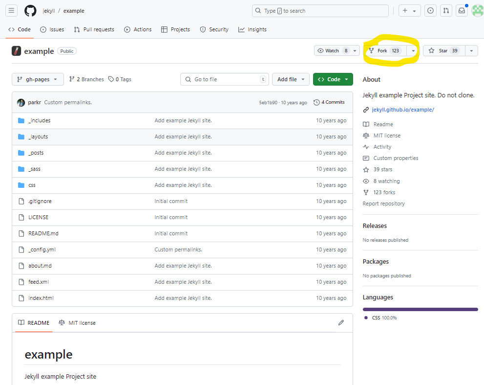 Jekyll Example Fork